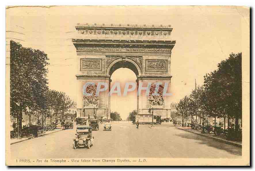 CPA Paris Arc de Triomphe View Taken from Champs Elysees 