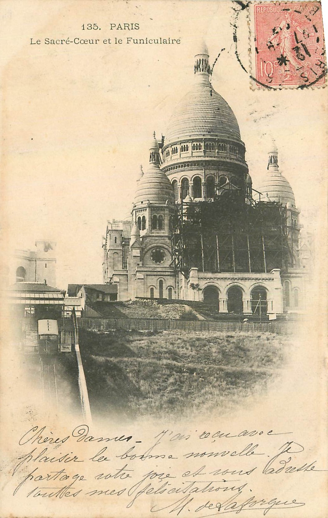 CPA Paris le Sacre Coeur et le Funiculaire 