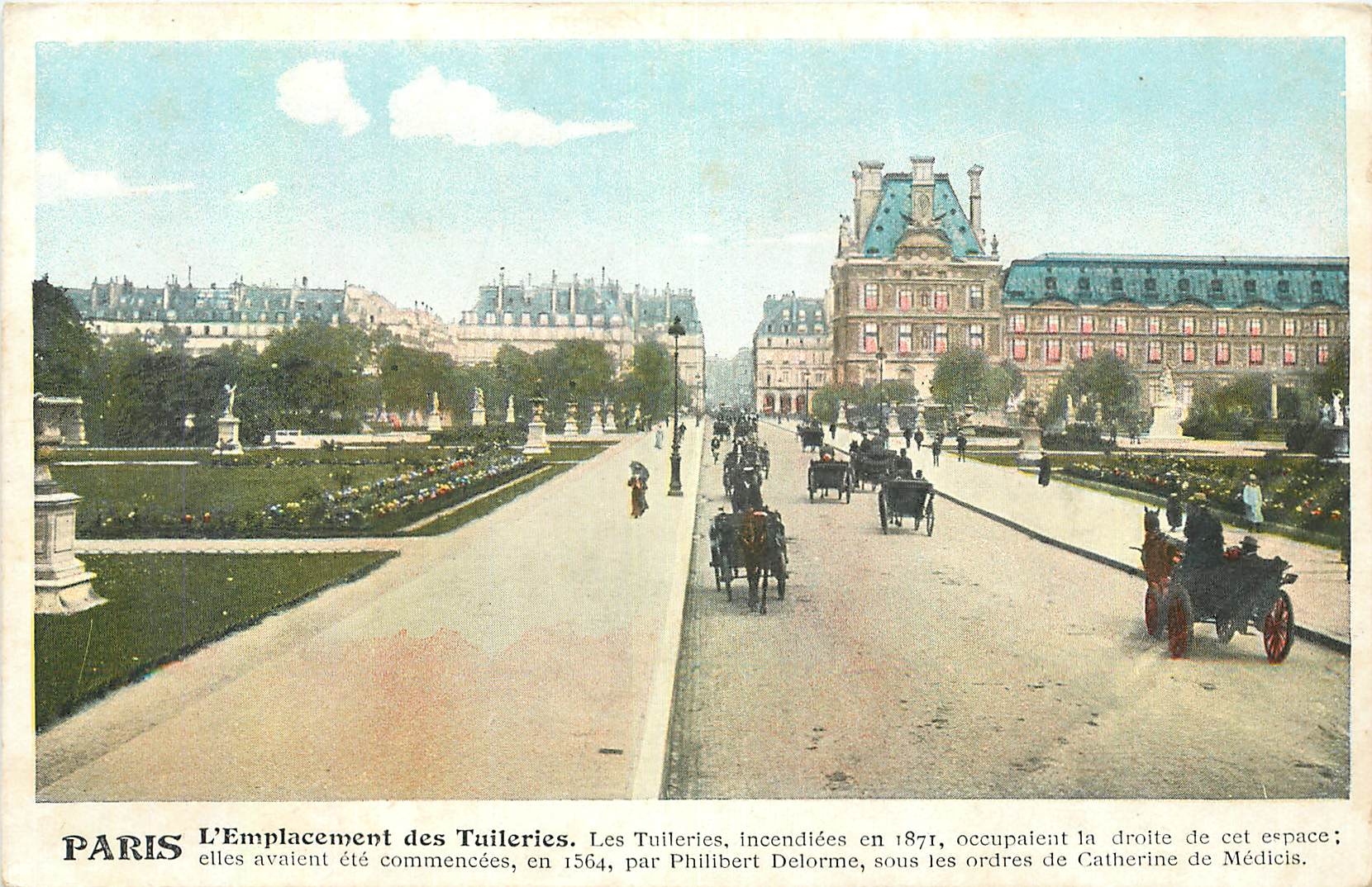CPA Paris l'emplacement des Tuileries les Tuileries Incendiees en 1871 