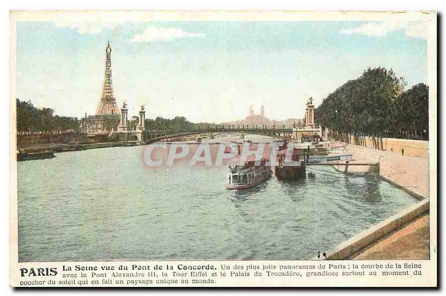 CPA Paris la Seine vue du Pont de la Concorde un des plus Jolis Panorama de Paris la Courbe de la Se
