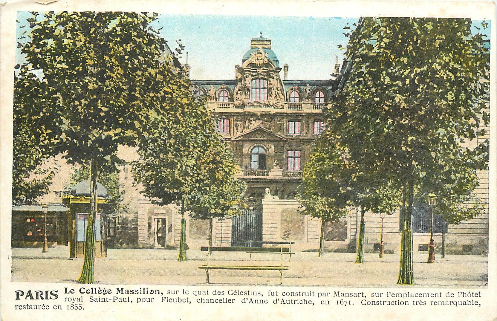 CPA Paris le College Massillon sur le Quai des Celestins 
