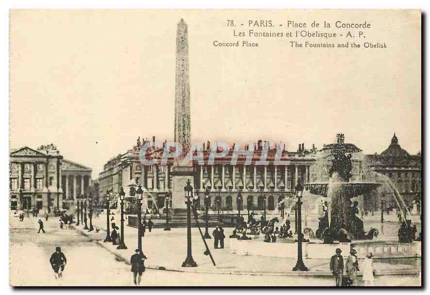 CPA Paris Place de la Concorde les Fontaines et l'Obelisque 