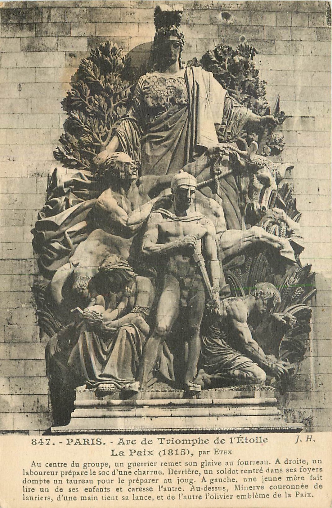 CPA Paris Arc de Triomphe de l'Etoile le Paix 1815 par Etex 