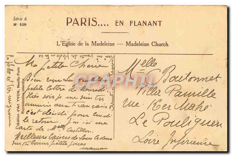 CPA Paris en Flanant l'eglise de la Madeleine  — Verso