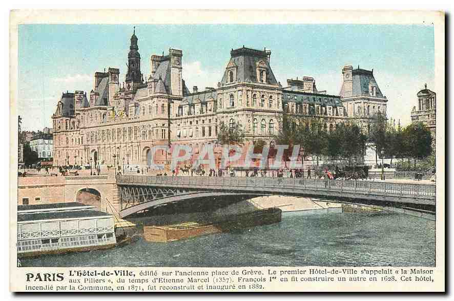 CPA Paris l'Hotel de Ville edifie sur l'ancienne Place de Greve 