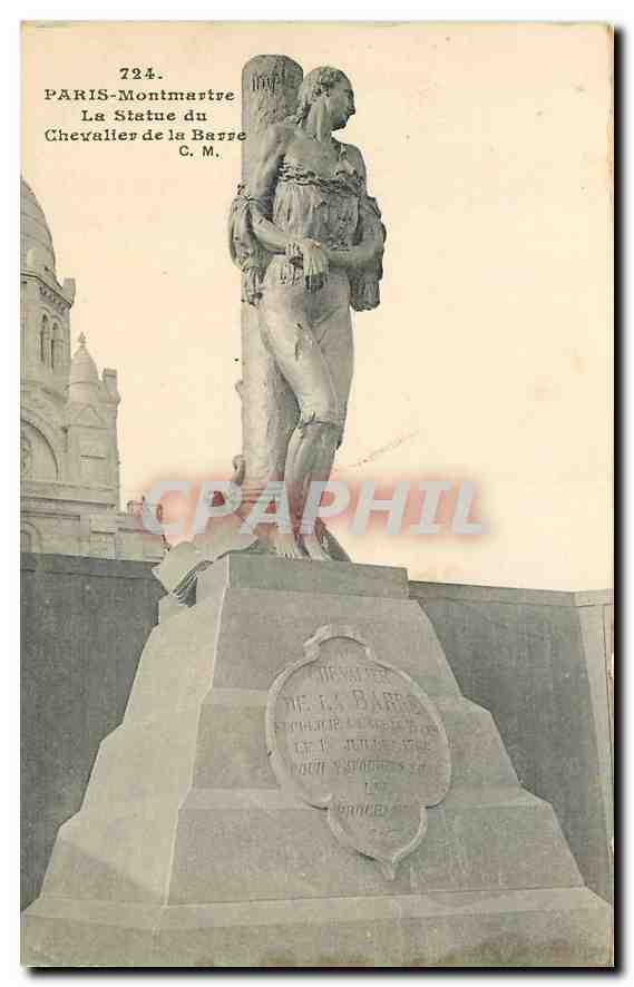 CPA Paris Montmartre la Statue de Chevalier de la Barre 