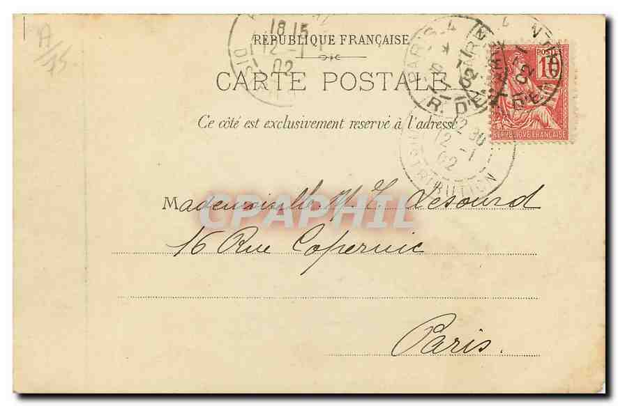CPA Paris Hotel de Ville  — Rückseite