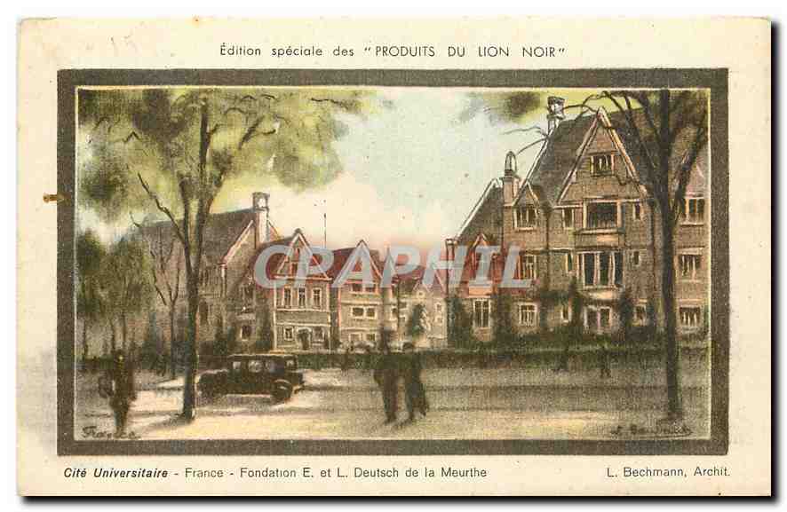 CPA Edition speciale des Produits du Lion Noir Cite Universitaire France Fondation E et L Deutsch de