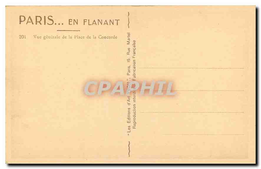 CPA Paris en Flanant vue generale de la Place de la Concorde  — Rückseite