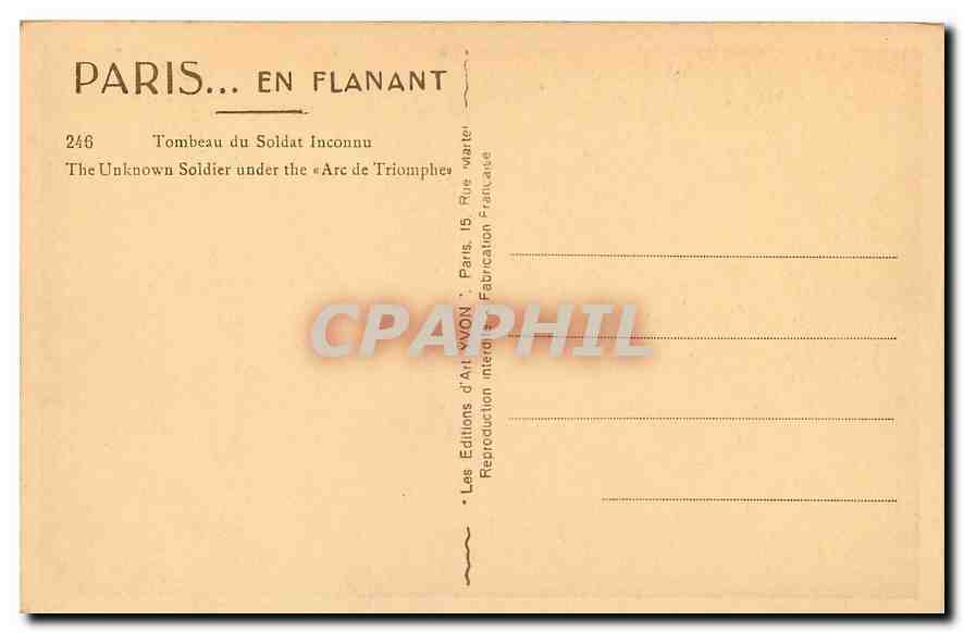 CPA Paris en Flanant Tombeau du Soldat Inconnu  — Rückseite