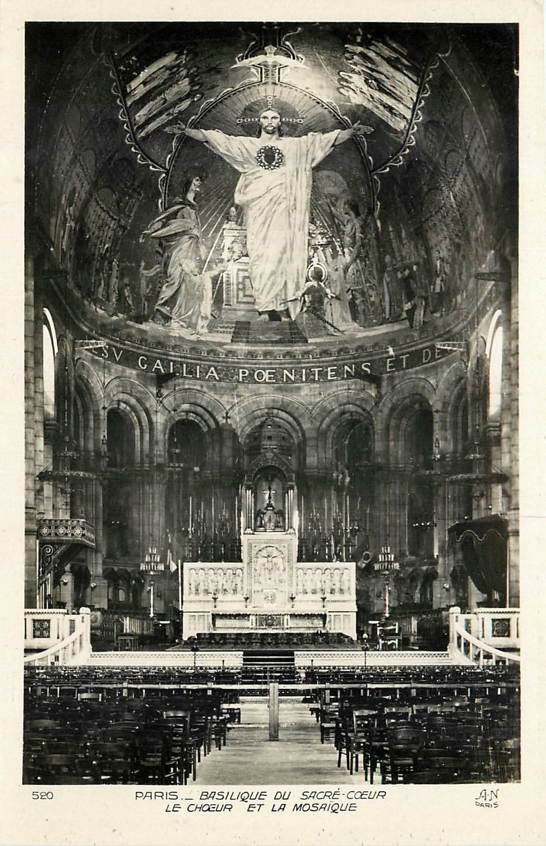 Paris — Basilique du Sacré-Cœur — Le chœur et la mosaïque — éditeur AN Paris, n° 520