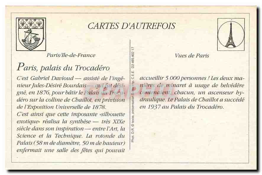 REPRO Paris le Trocadero  — Rückseite