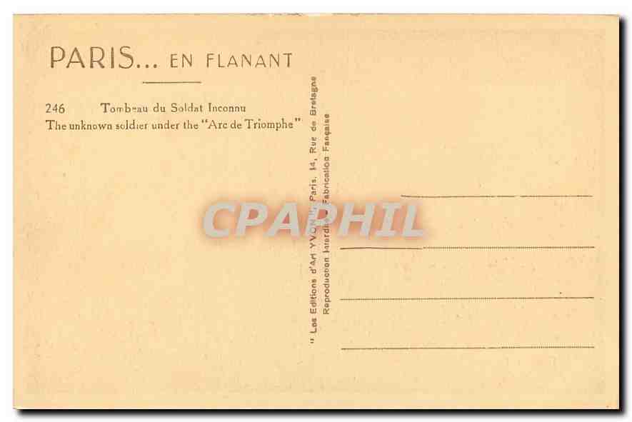 CPA Paris en Flanant Tombeau du Soldat Inconnu  — Rückseite