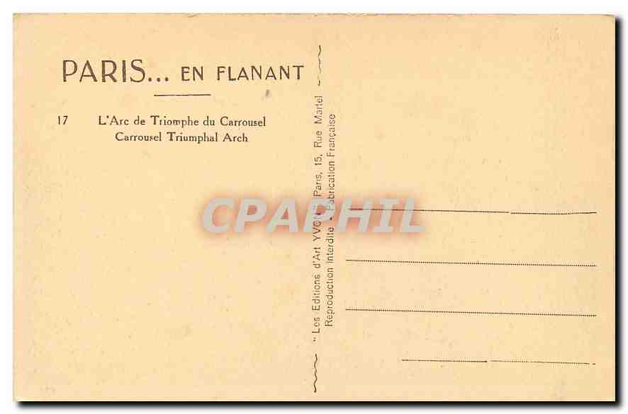 CPA Paris en Flanant l'Arc de Triomphe du Carrousel  — Rückseite
