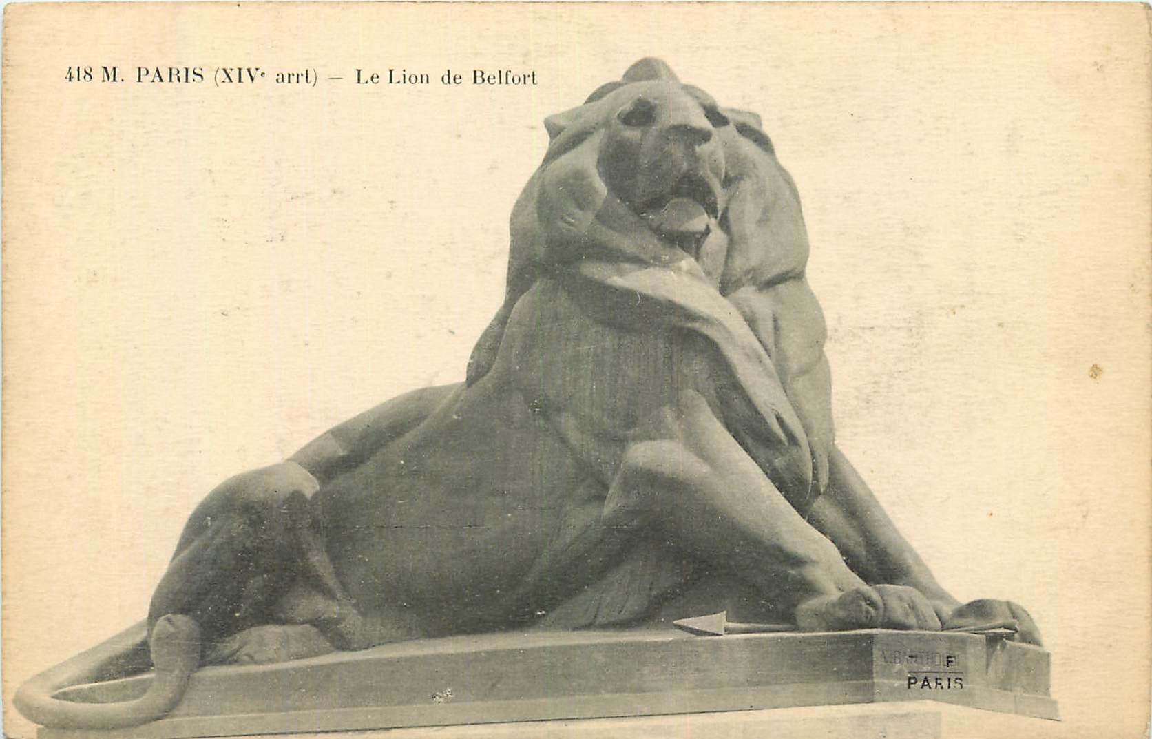 CPA Paris XIV arrt le Lion de Belfort 