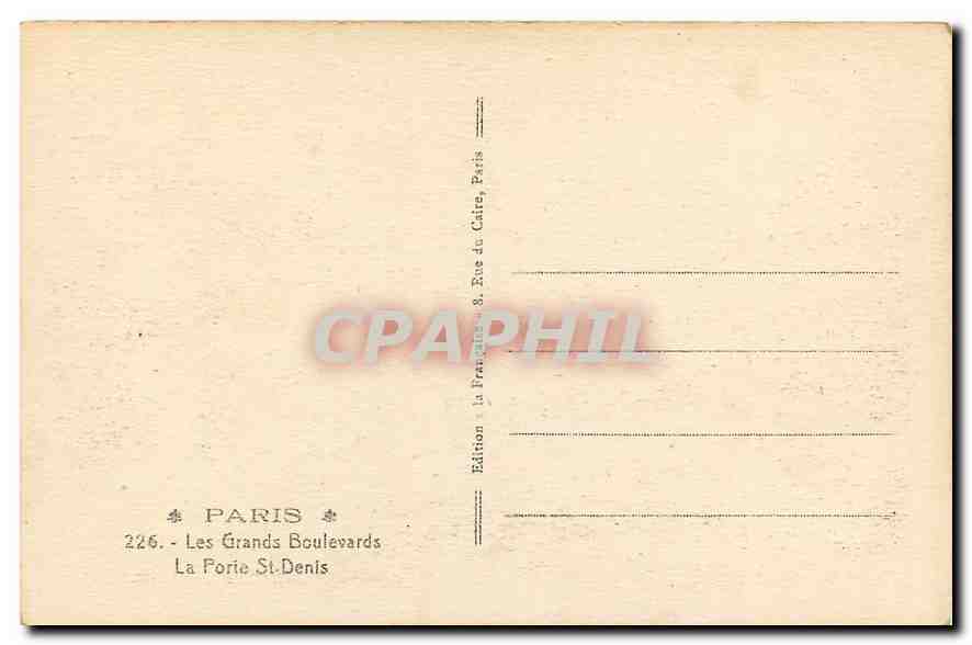 CPA Paris les Grands Boulevard la Porte St Denis  — Rückseite