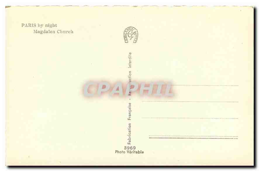 CPM Paris la Nuit la Madeleine  — Verso