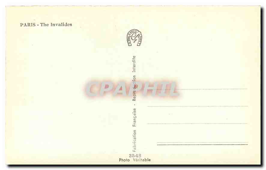CPA Paris les Invalides  — Rückseite