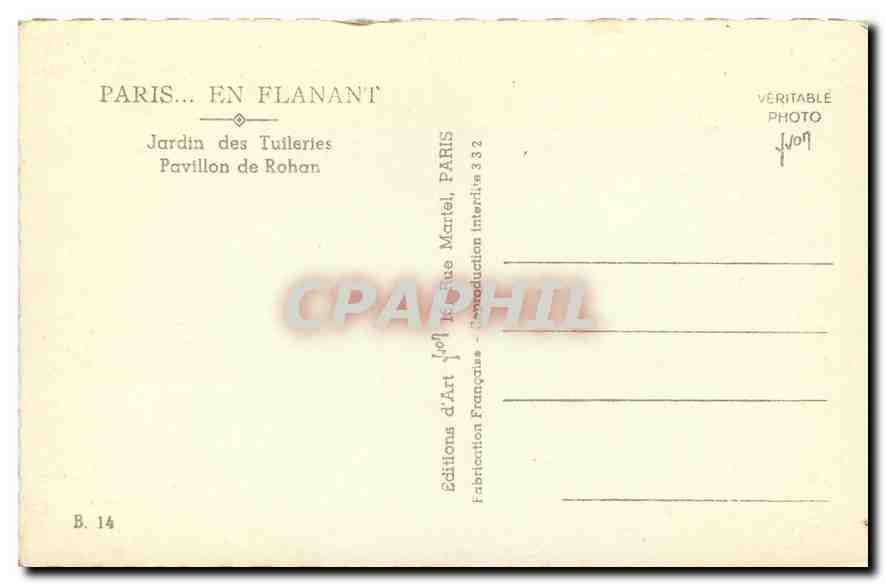 CPA Paris en Flanant Jardin des Tuileries Pavillon de Rohan  — Rückseite