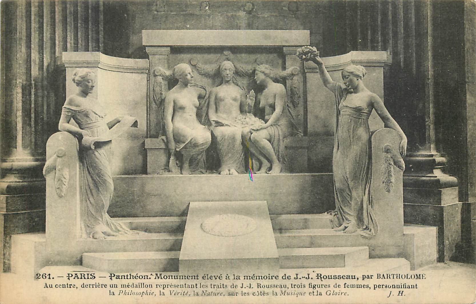 CPA Paris Pantheon Monument eleve a la memoire de J J Rousseau par Bartholome 