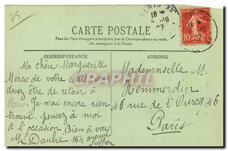 CPA Paris la Conciergerie  — Rückseite
