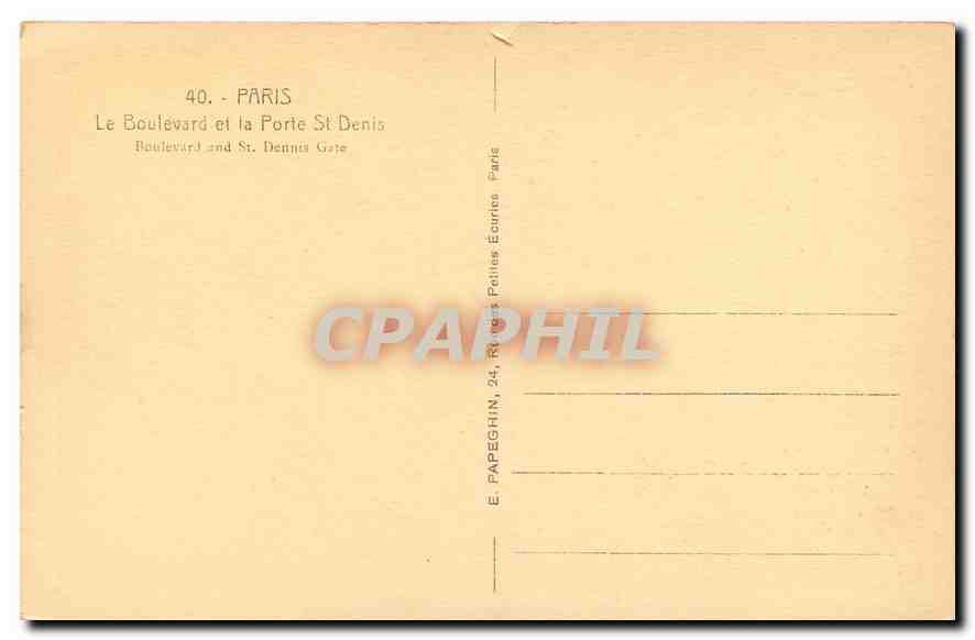 CPA Paris le Boulevard et la Porte St Denis Automobile — Rückseite