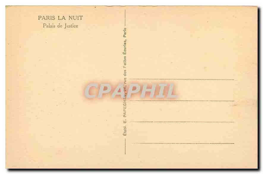 CPA Paris la Nuit Palais de Justice  — Rückseite