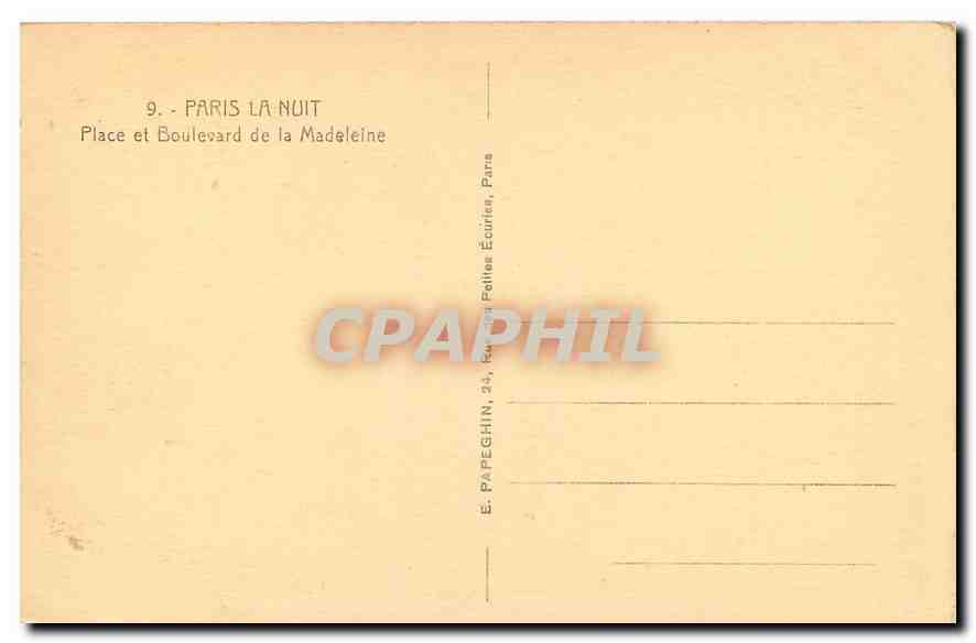 CPA Paris la Nuit Place et Boulevard de la Madeleine  — Rückseite