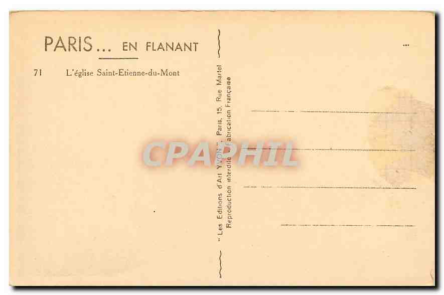 CPA Paris en Flanant l'eglise Saint Etienne du Mont  — Verso