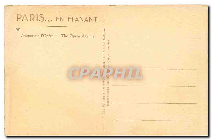 CPA Paris en Flanant Avenue de l'Opera  — Rückseite