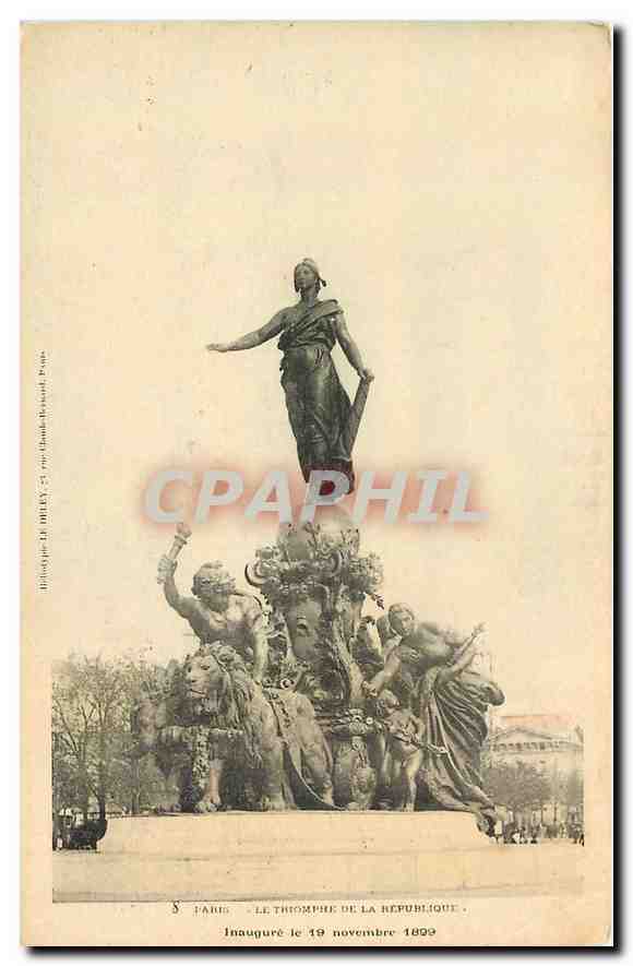 CPA Paris le Triomphe de la Republique Inaugure le 19 novembre 1899 Lion