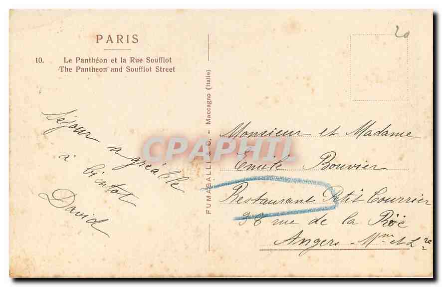 CPA Paris le Pantheon et la rue Soufflot  — Rückseite