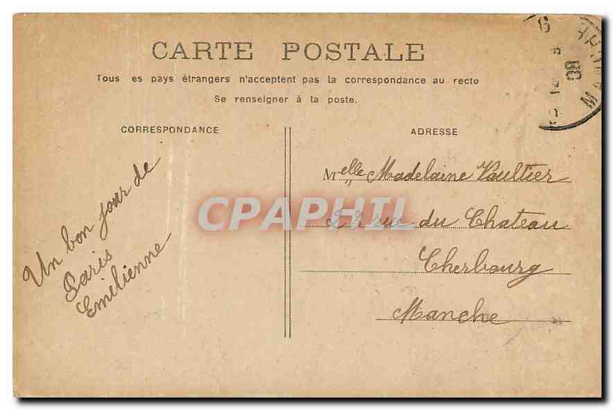 CPA Paris Porte Saint Martin  — Verso