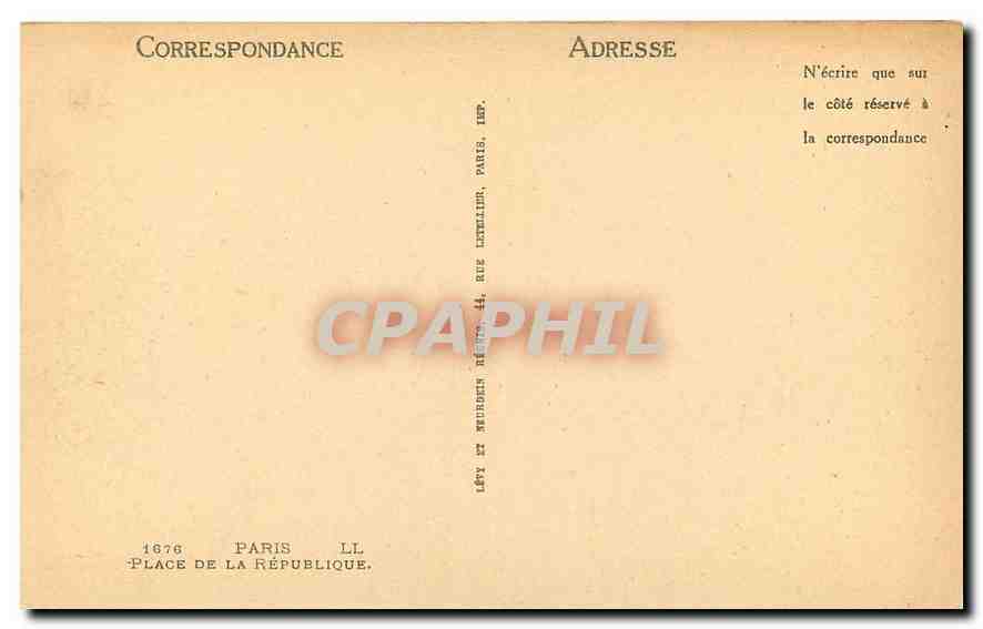 CPA Paris Place de la Republique  — Rückseite