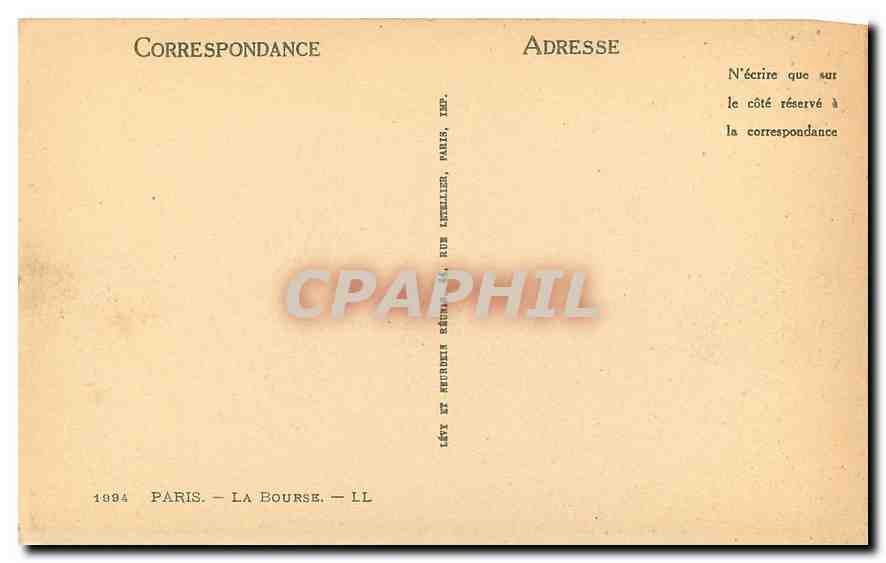 CPA Paris La Bourse  — Verso