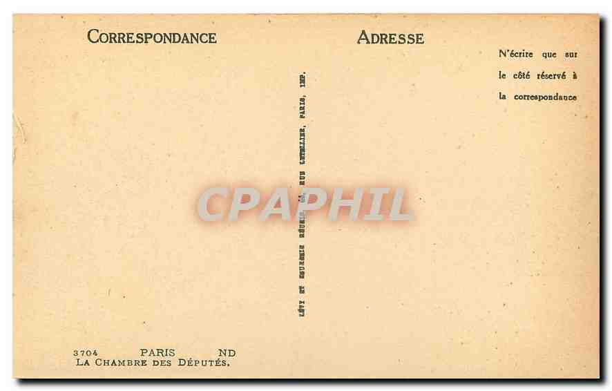 CPA Paris La chambre des deputes  — Rückseite