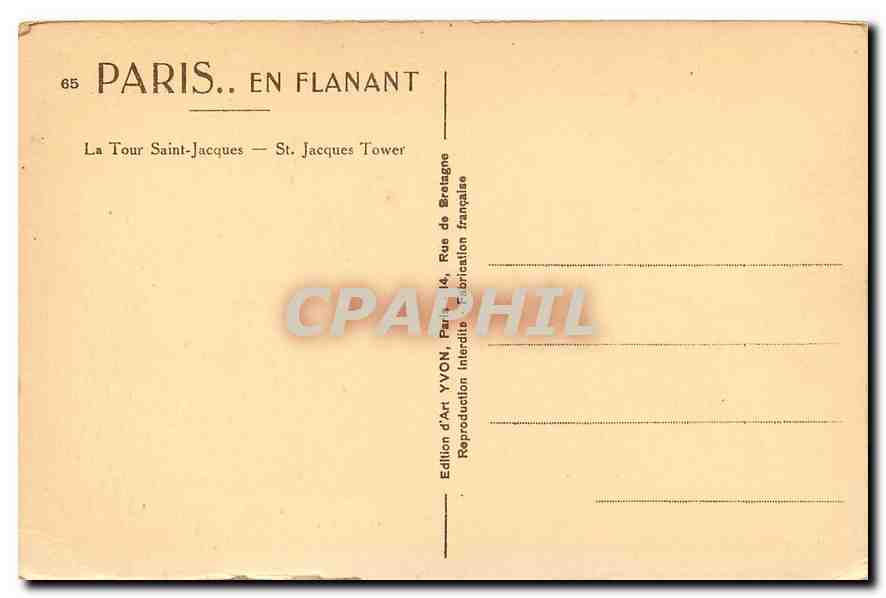 CPA Paris en flanant la Tour Saint Jacques  — Rückseite