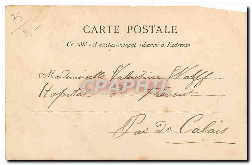 CPA Paris Hopital Lariboisiere  — Verso