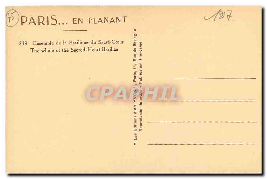 CPA Paris en flanant Ensemble de la Basilique du Sacre Coeur  — Rückseite