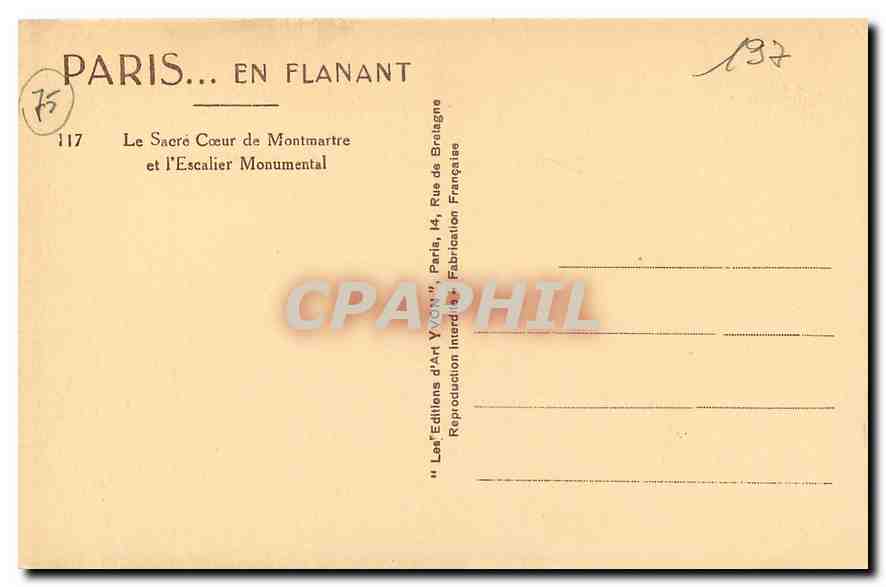 CPA Paris en flanant le Sacre Coeur de Monmartre  — Rückseite
