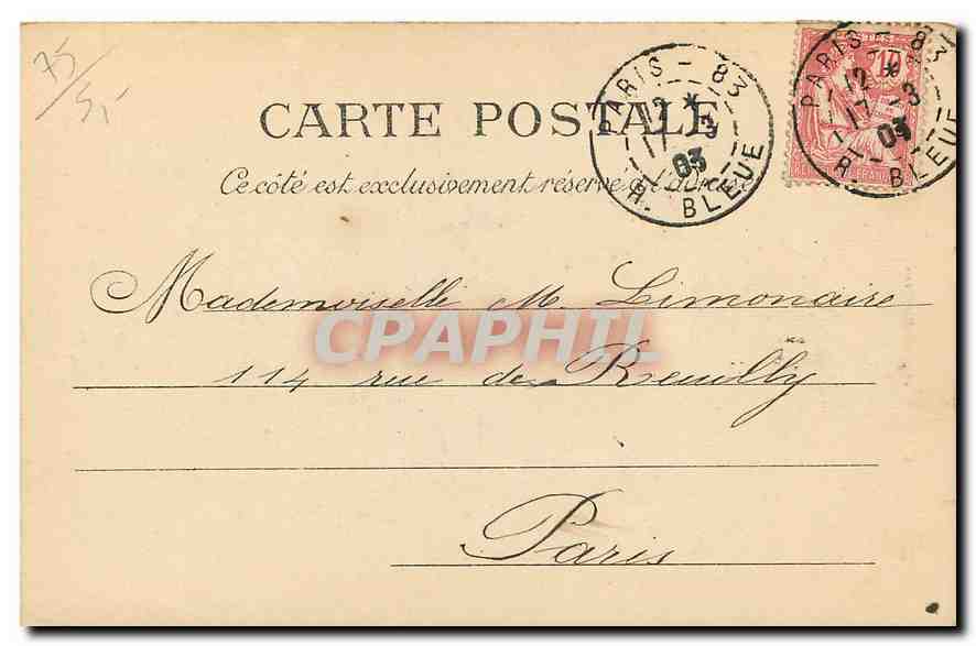 CPA Paris Hotel de Cluny  — Verso