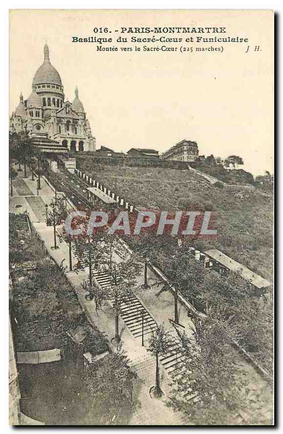 CPA Paris Montmartre Basilique du Sacre Coeur et Funiculaire Montee vers le Sacre Coeur 