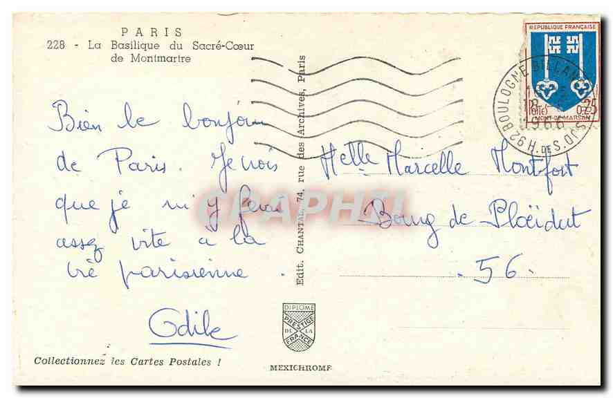 CPA Paris La Basilique du Sacre Coeur de Montmartre  — Rückseite