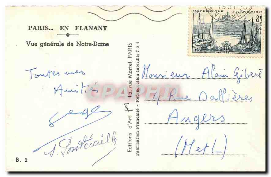 CPA Paris en flanant Vue generale de Notre Dame  — Rückseite