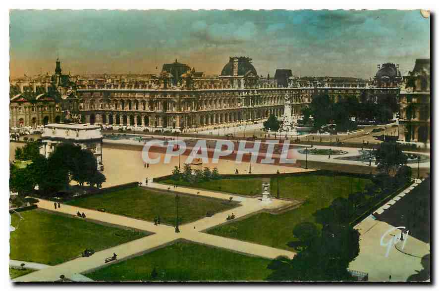 CPA Paris et ses Merveilles Perspective sur la Place du Carrousel et le Palais du Louvre 