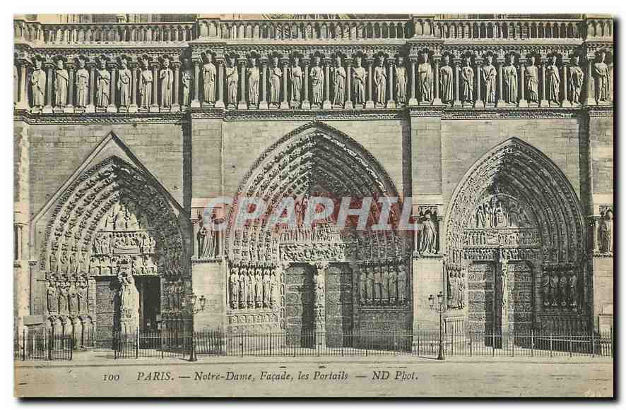CPA Paris Notre Dame Facade les Portails 