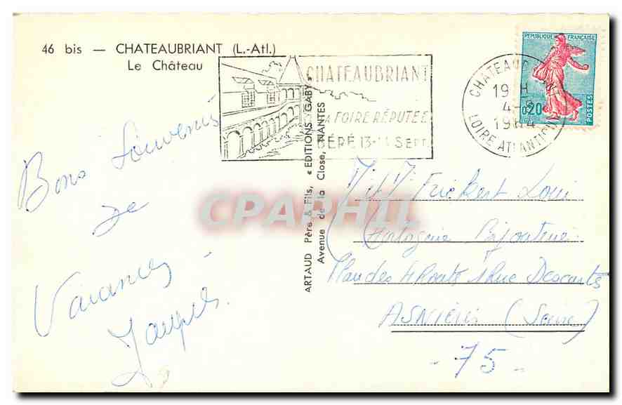 CPA Chateaubriant L Atl Le Chateau  — Back