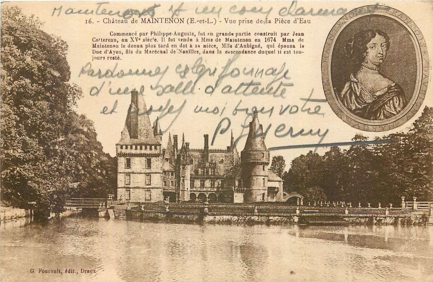 CPA Chateau de Maintenon E et L Vue prise de la Piece d'Eau 
