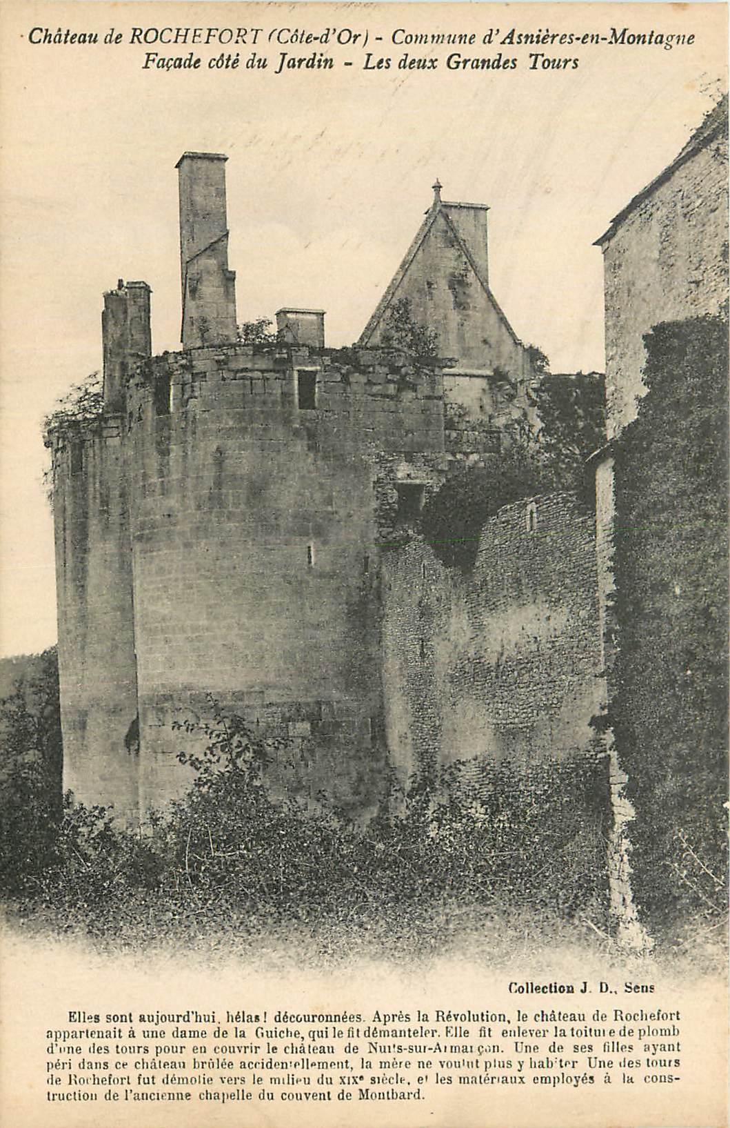CPA Chateau de Rochefort Cote d'Or Commune d'Asnieres en Montagne Facade cote du Jardin les deux Gra