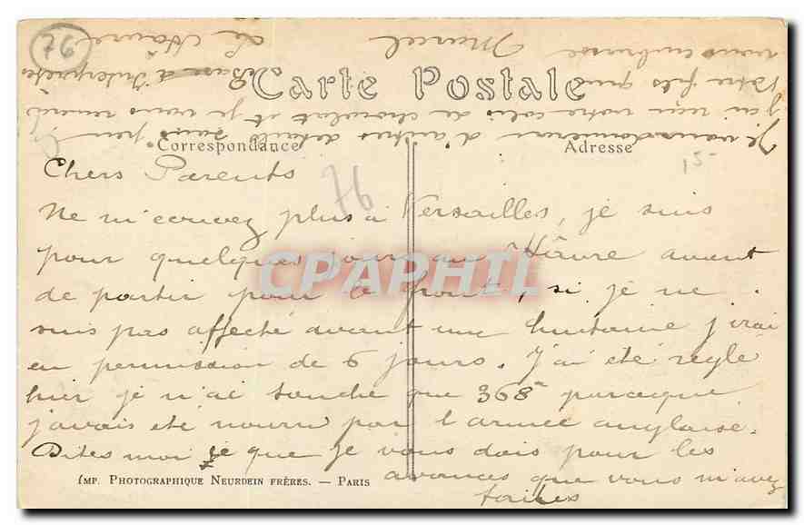 CPA Vue sur Sainte Adresse et le Havre  — Verso